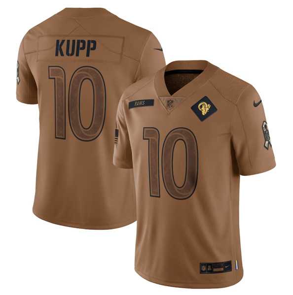 Mens Los Angeles Rams #10 Cooper Kupp 2023 Brown Salute To Service Limited Football Stitched Jersey Dyin
